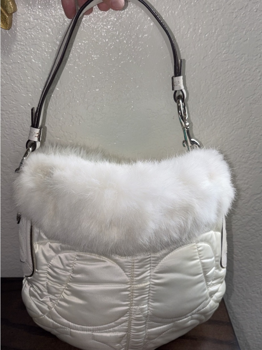 Coach White Quilted Nylon Hobo Shoulder Bag